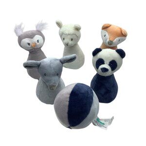 Baby Gund My 1st Plush Bowling Set 5 Stuffed Animal Pins Ball Spin Master